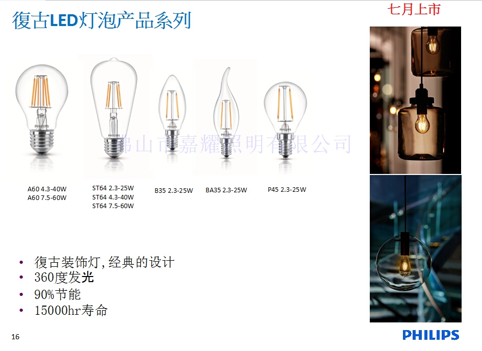 飛利浦復(fù)古球泡 尖泡 梨泡批發(fā)2.3W/4.3W/7.5W